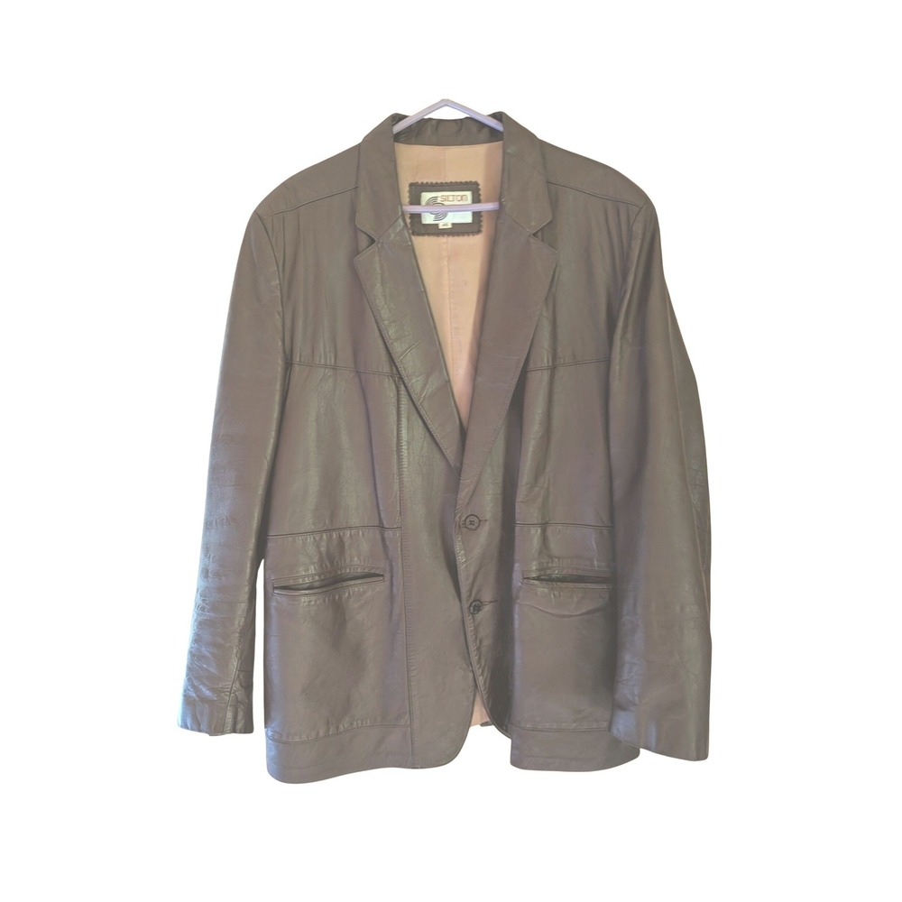 Silton Leather Blazer Jacket Mens 46 Vintage Retro 70s 80s Indie Minimalist